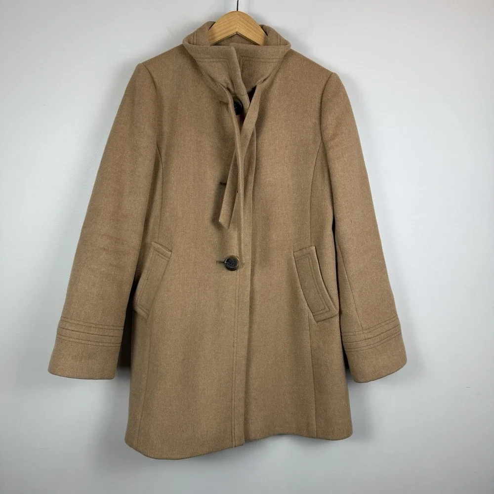 J. Crew Pea Car Coat Women 12 Beige Carrie Wool Cashmere Classic Old Money - Picture 1 of 9